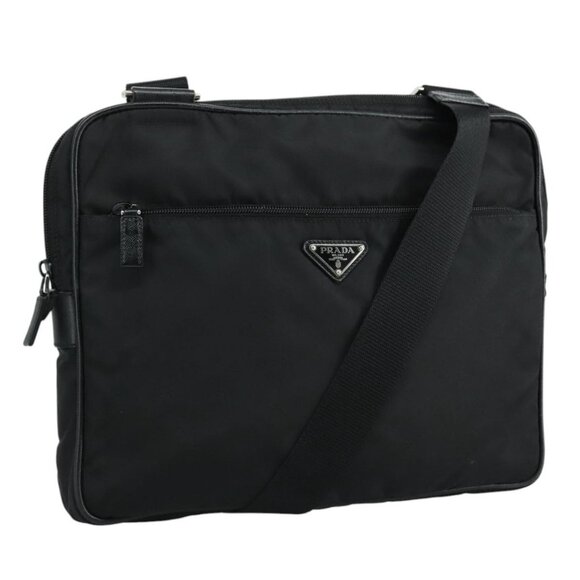 PRADA Shoulder Bag Nylon Black Silver Auth ep7117 - Picture 1 of 16